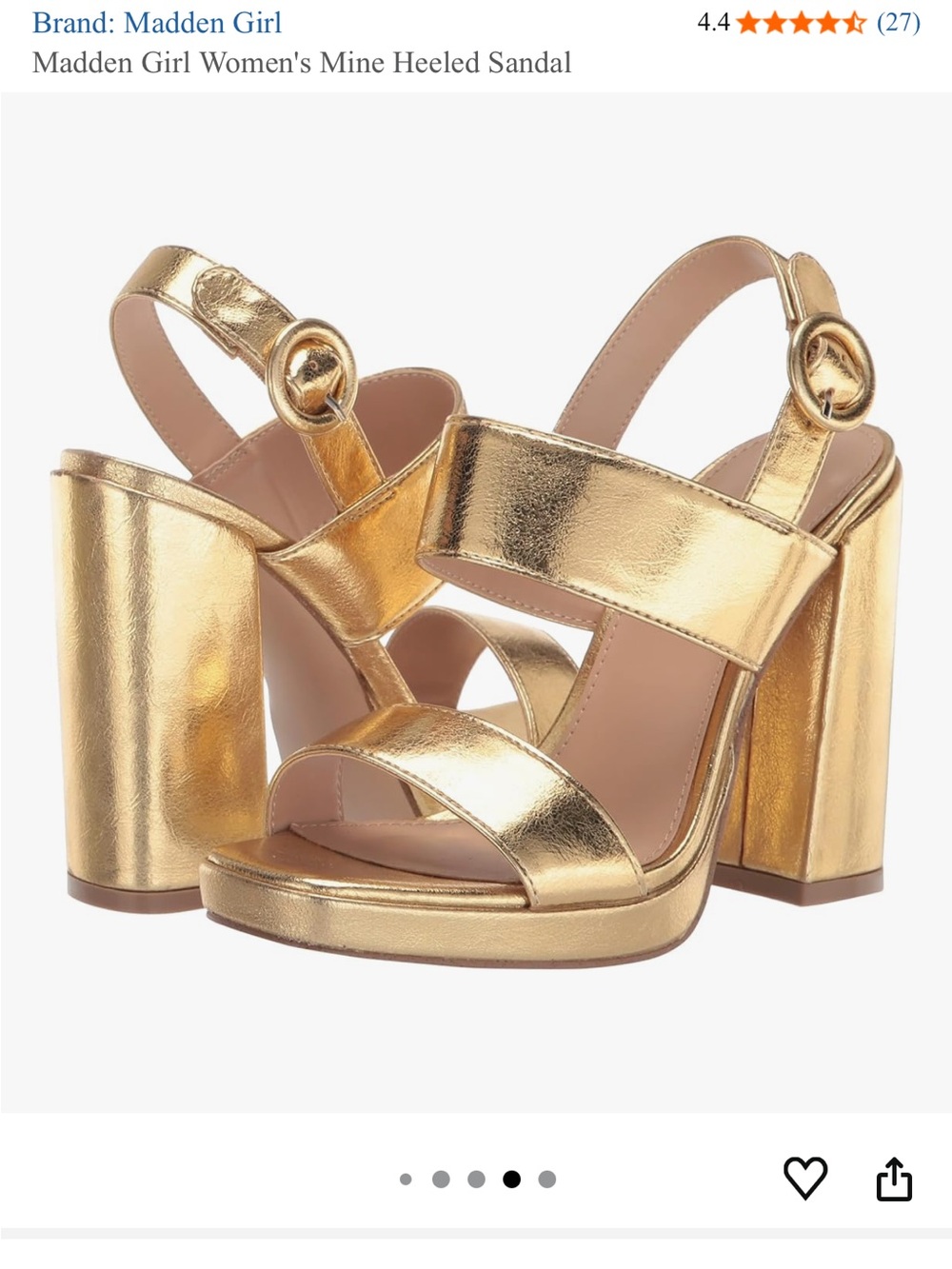 Madden Girl Metallic Gold Block Heel Sandals